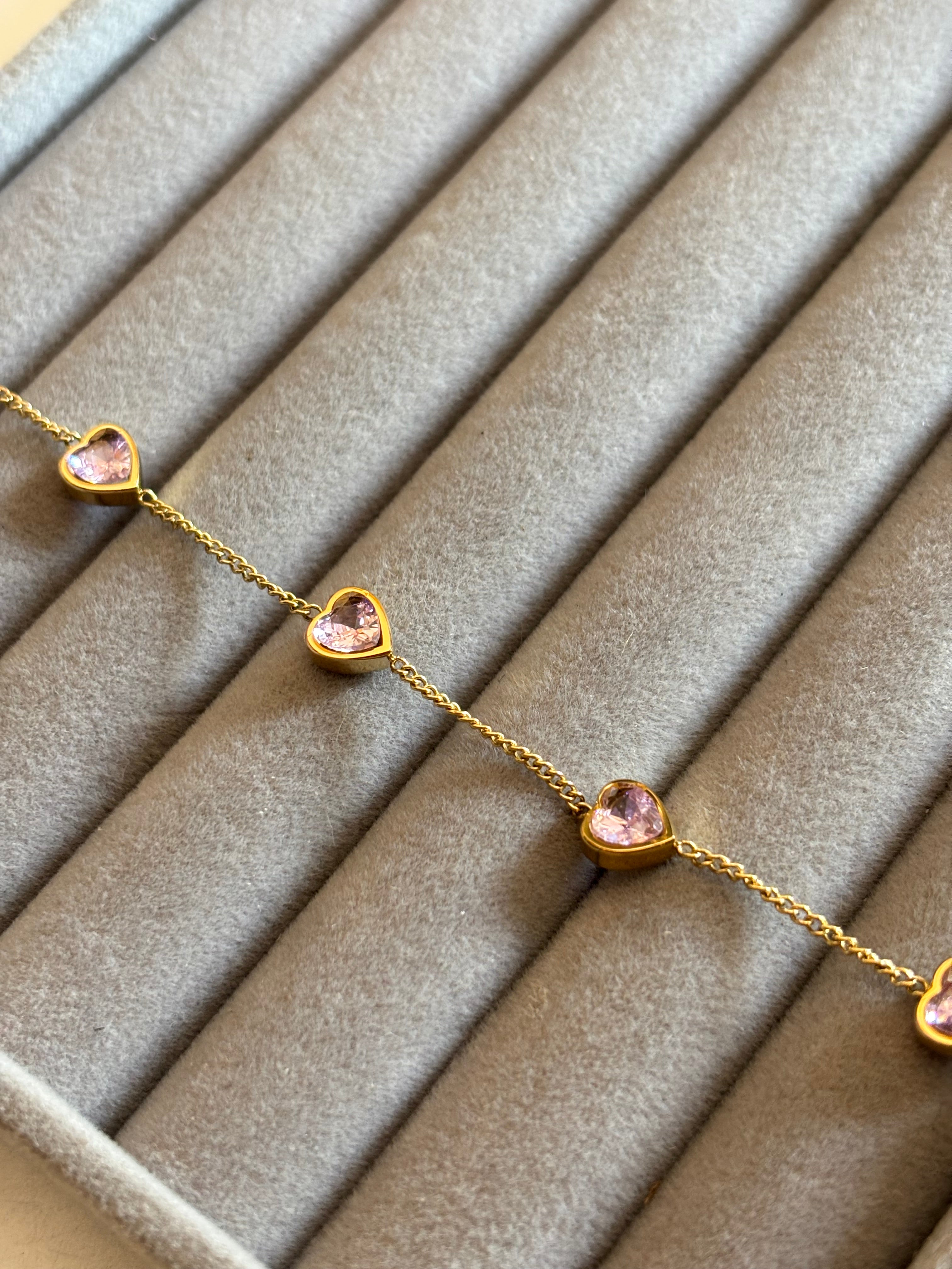 Mauve heart bracelet