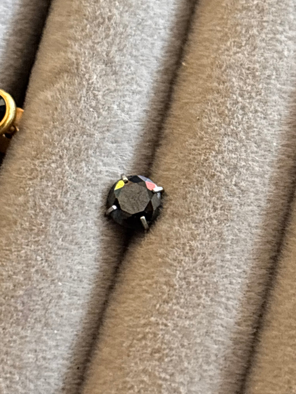 Black cushion cut silver stid