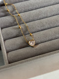 Minimal solitaire heart necklace