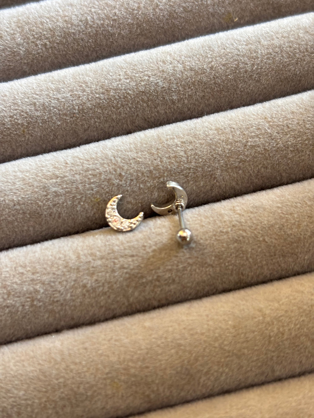 Tiny crescent Moon studs