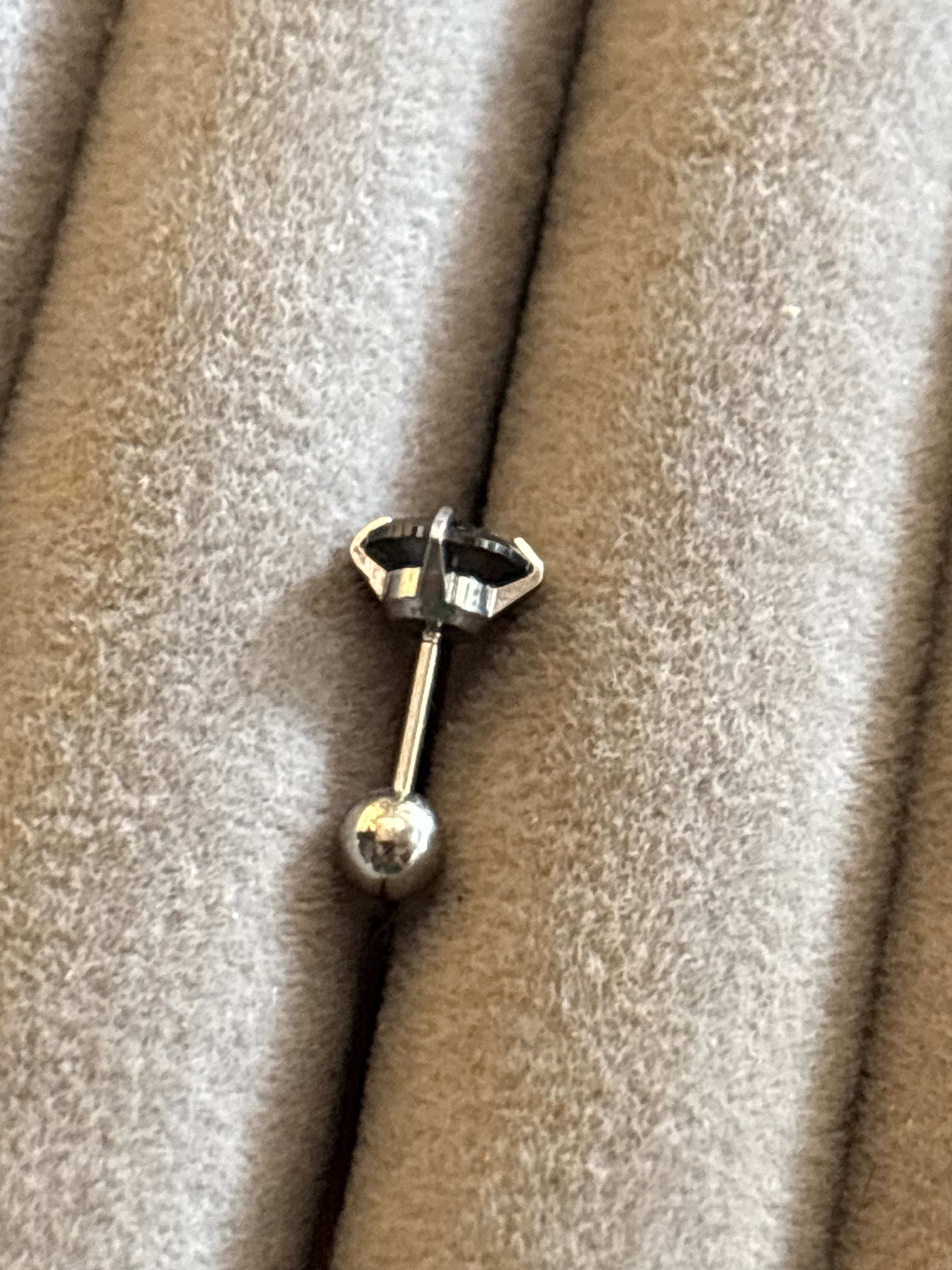 Black cushion cut silver stid