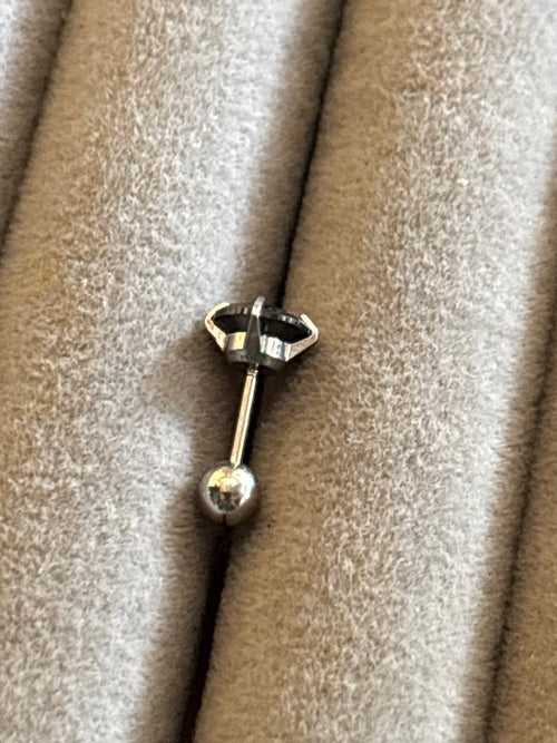 Black cushion cut silver stid
