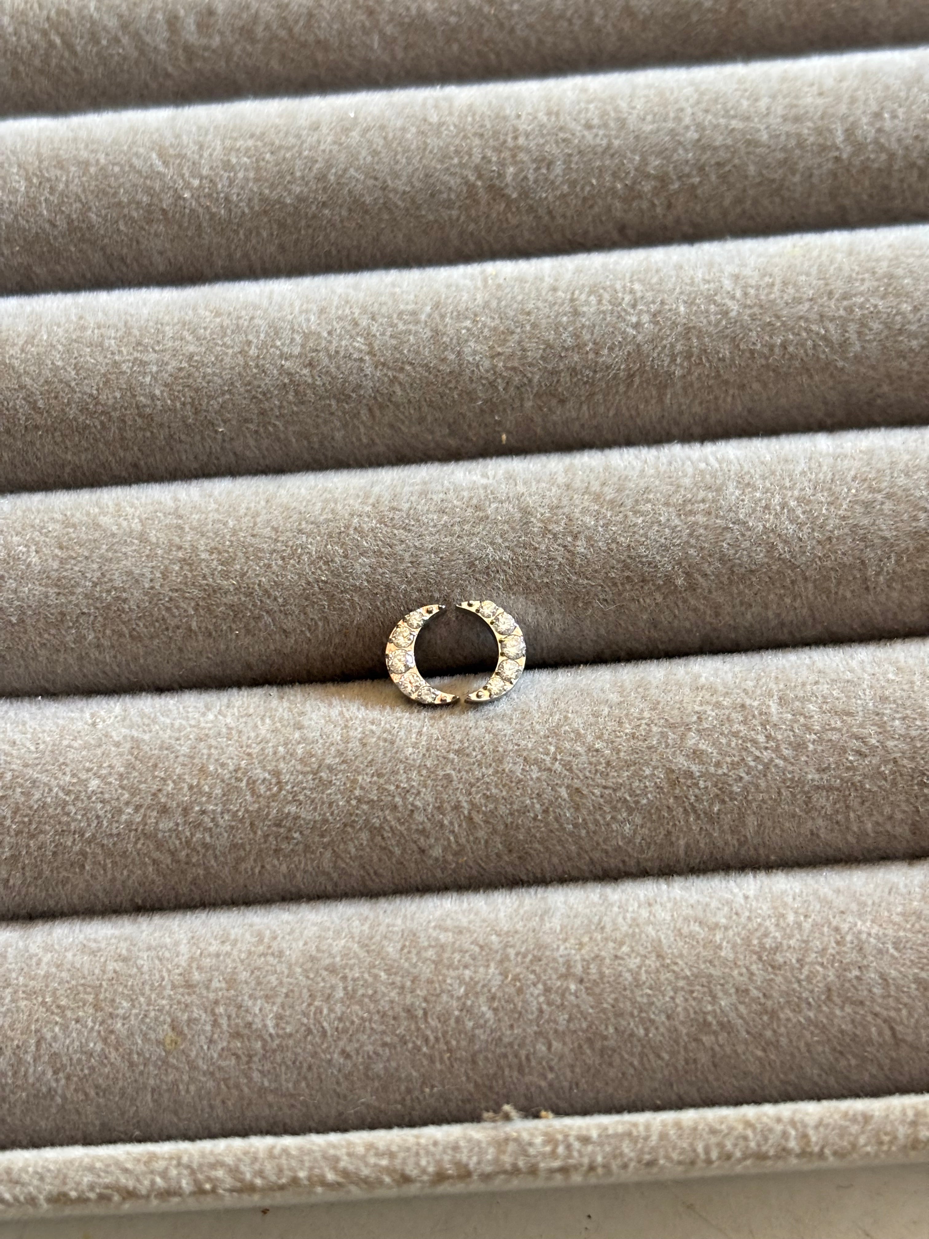 Crescent Moon Silver Flat back stud