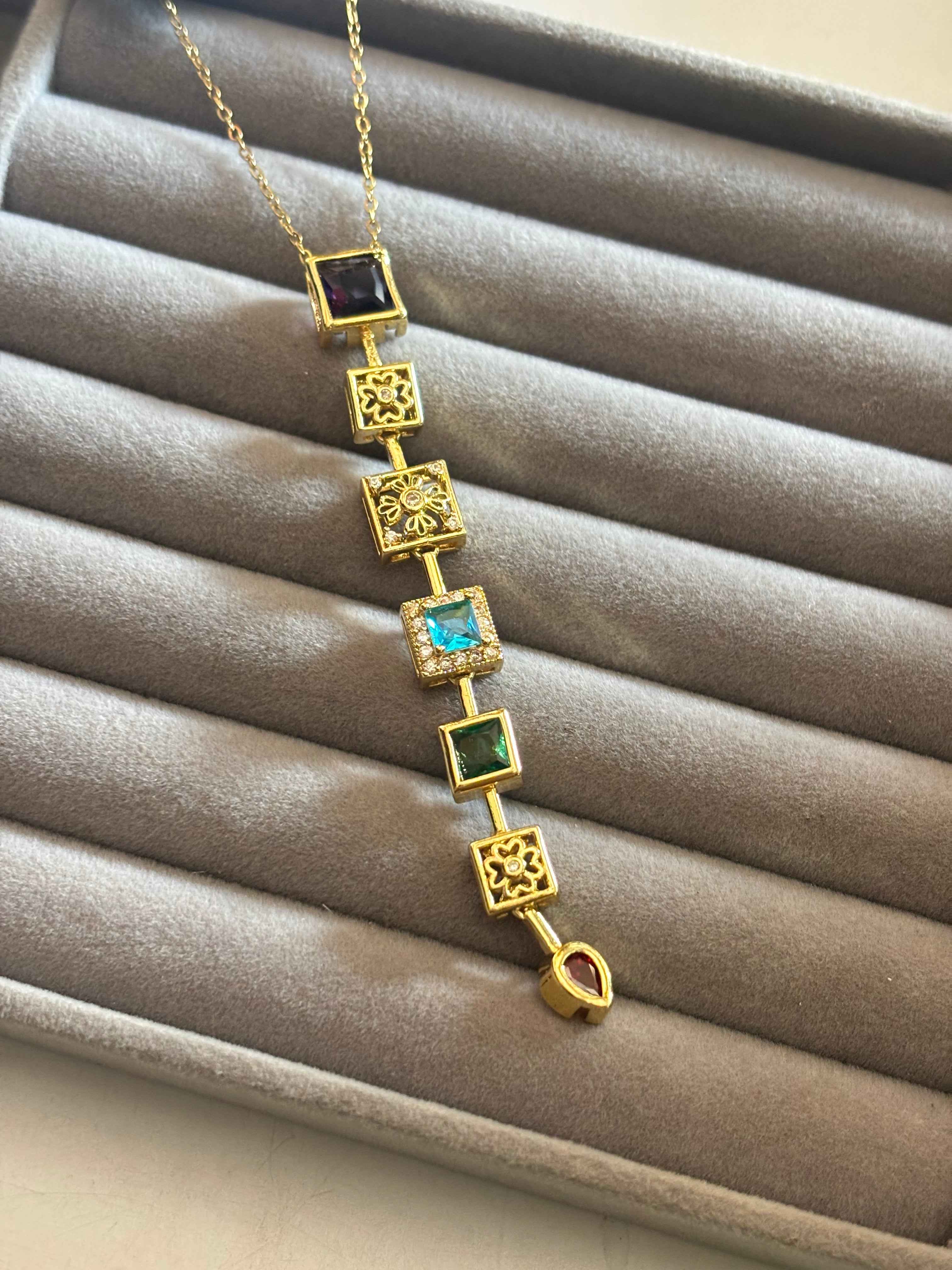 Multi colour crystal drop necklace - Hirulythings