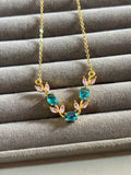 Tulip minimal necklace Pink and Blue