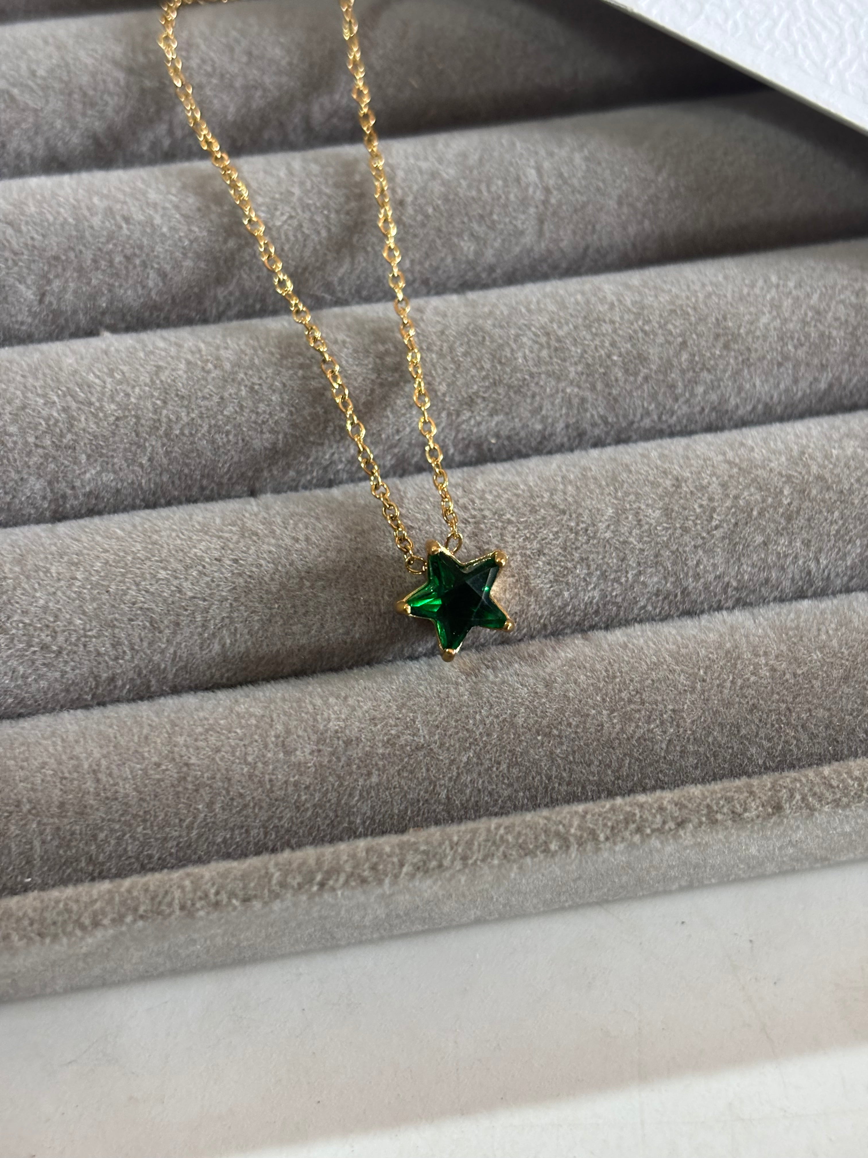 Emerald star necklace