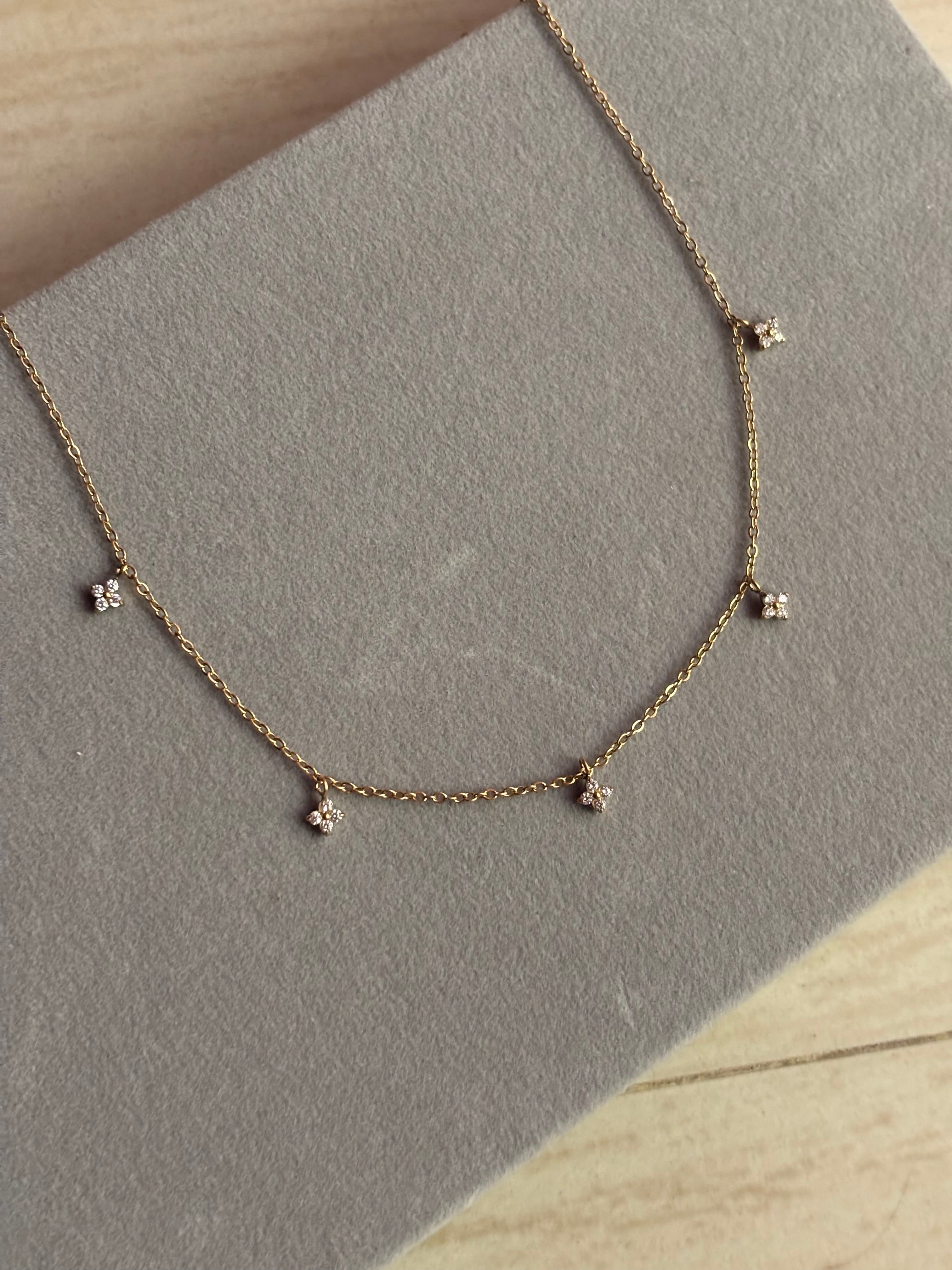 Dainty floral charm necklace