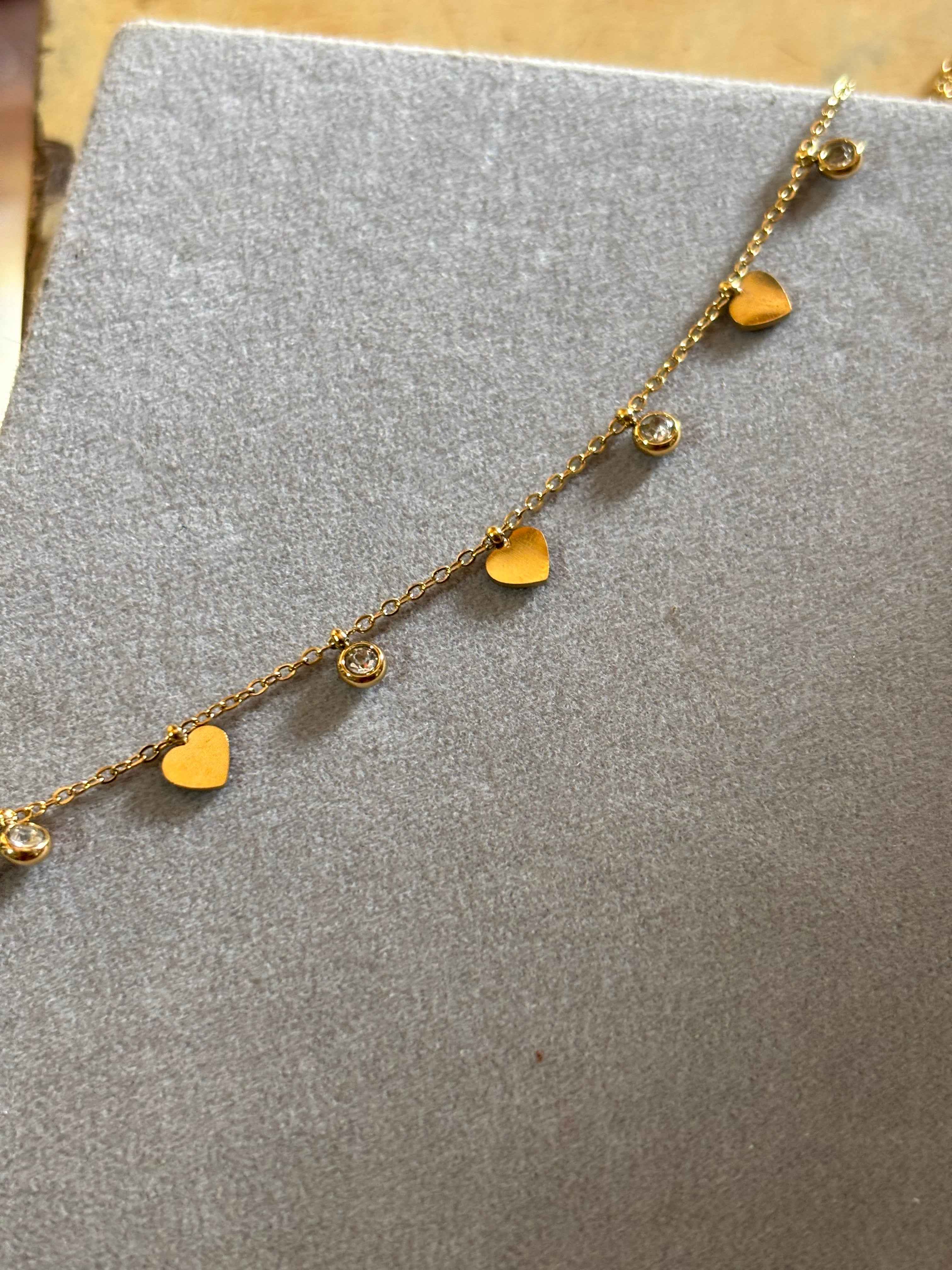 Solid Heart Charm anklets Pair