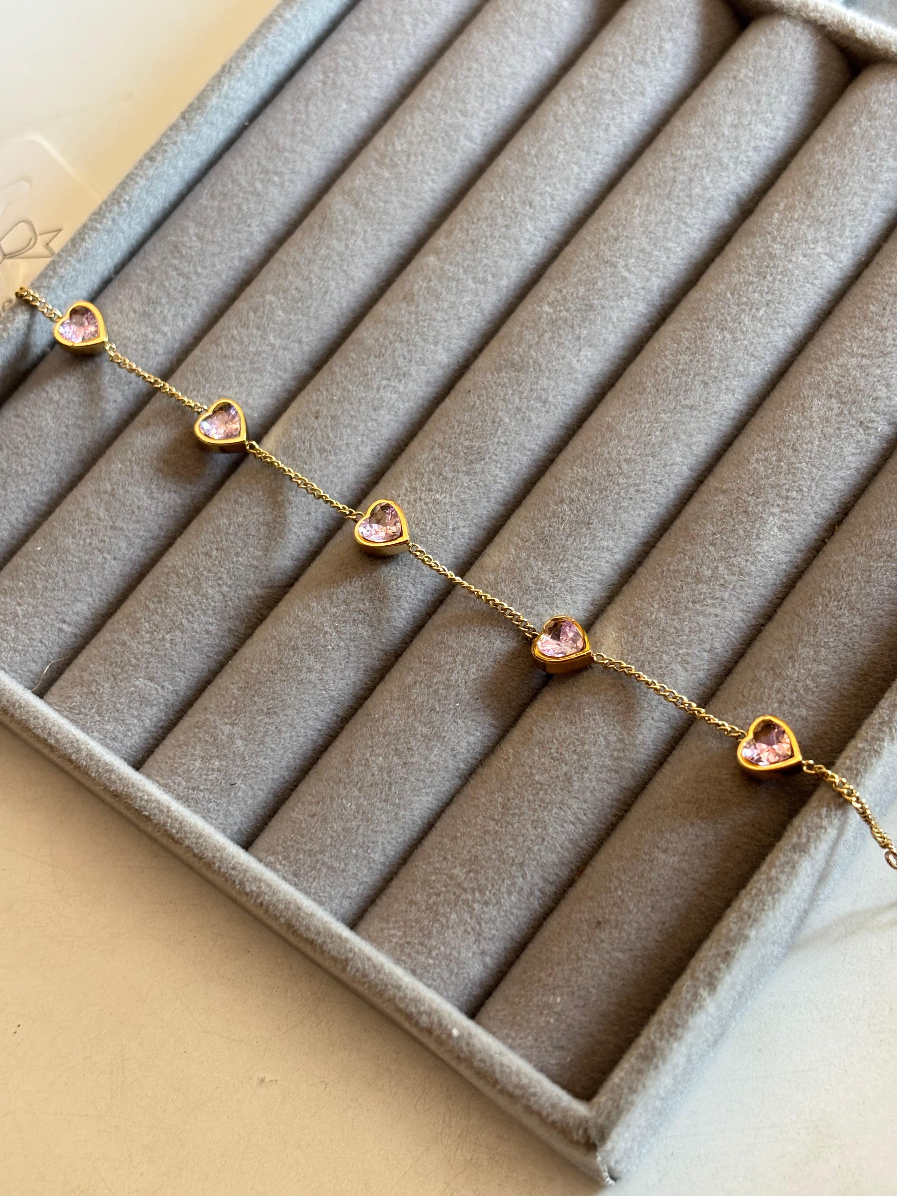 Mauve heart bracelet