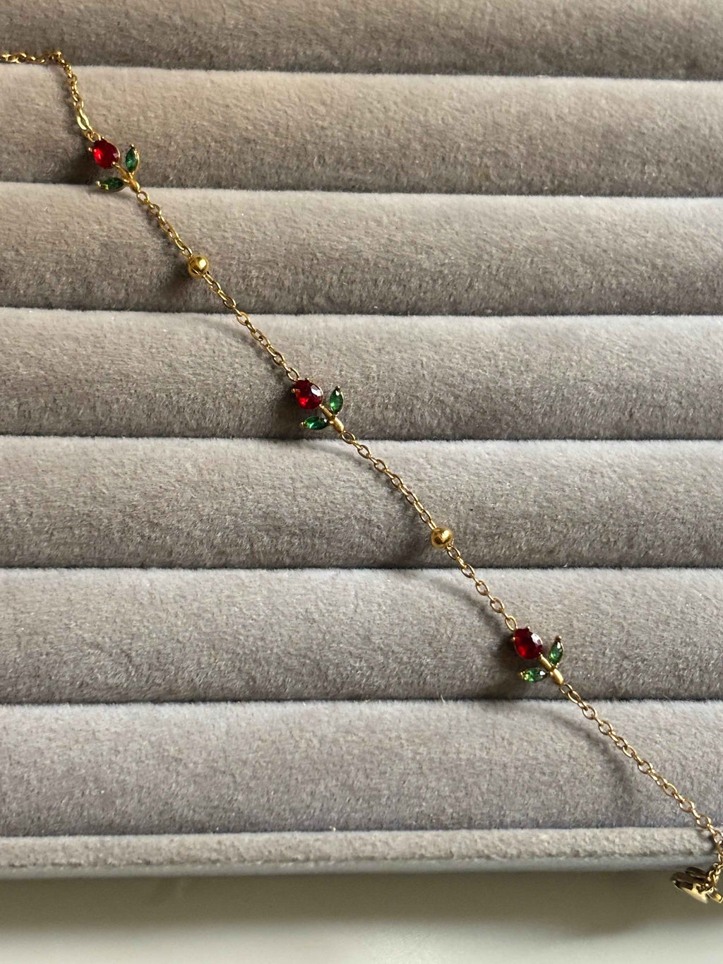Dainty red tulip bracelet