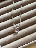 Rectangular solitaire stone necklace