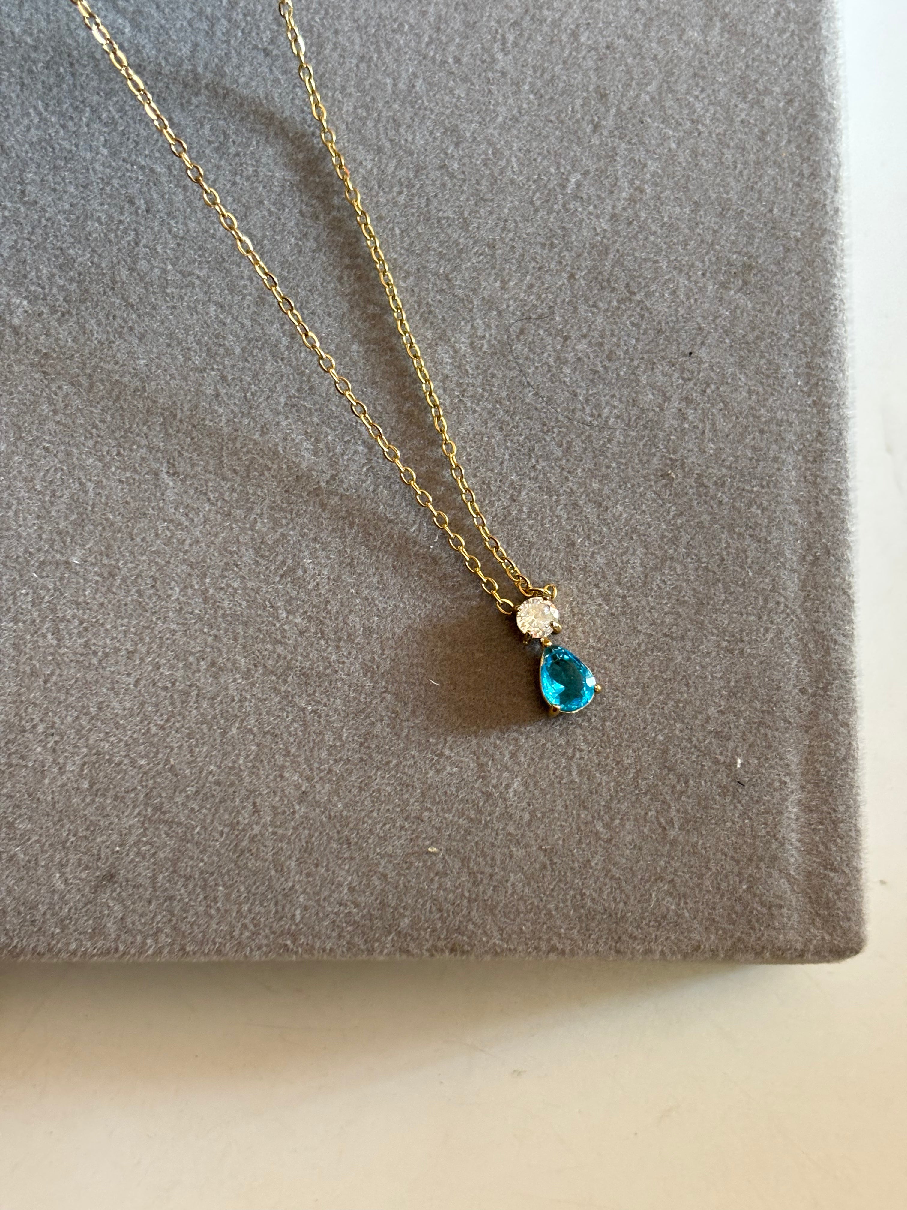 Sky Blue and solitaire necklace
